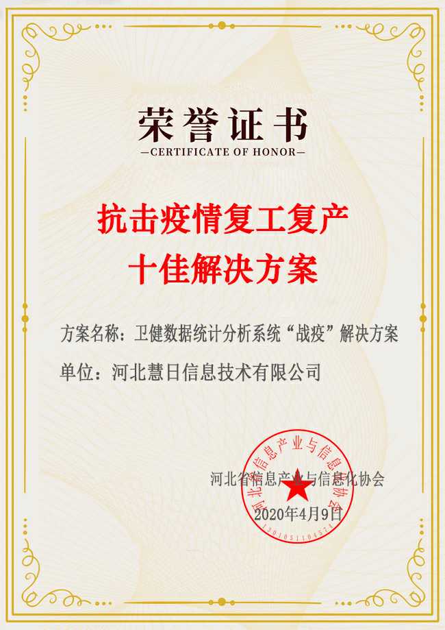 喜訊 | 河北省信息產(chǎn)業(yè)與信息化協(xié)會十佳方案評選結(jié)果公示，慧日榜上有名！